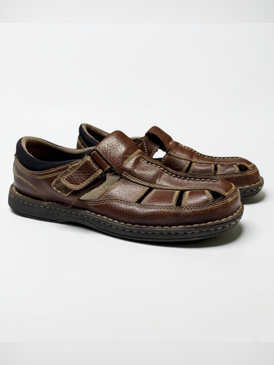 Mens Leather Fisherman Sandals Size 10.5 Coastal Euro Summer Preppy Resort Brown main image 5
